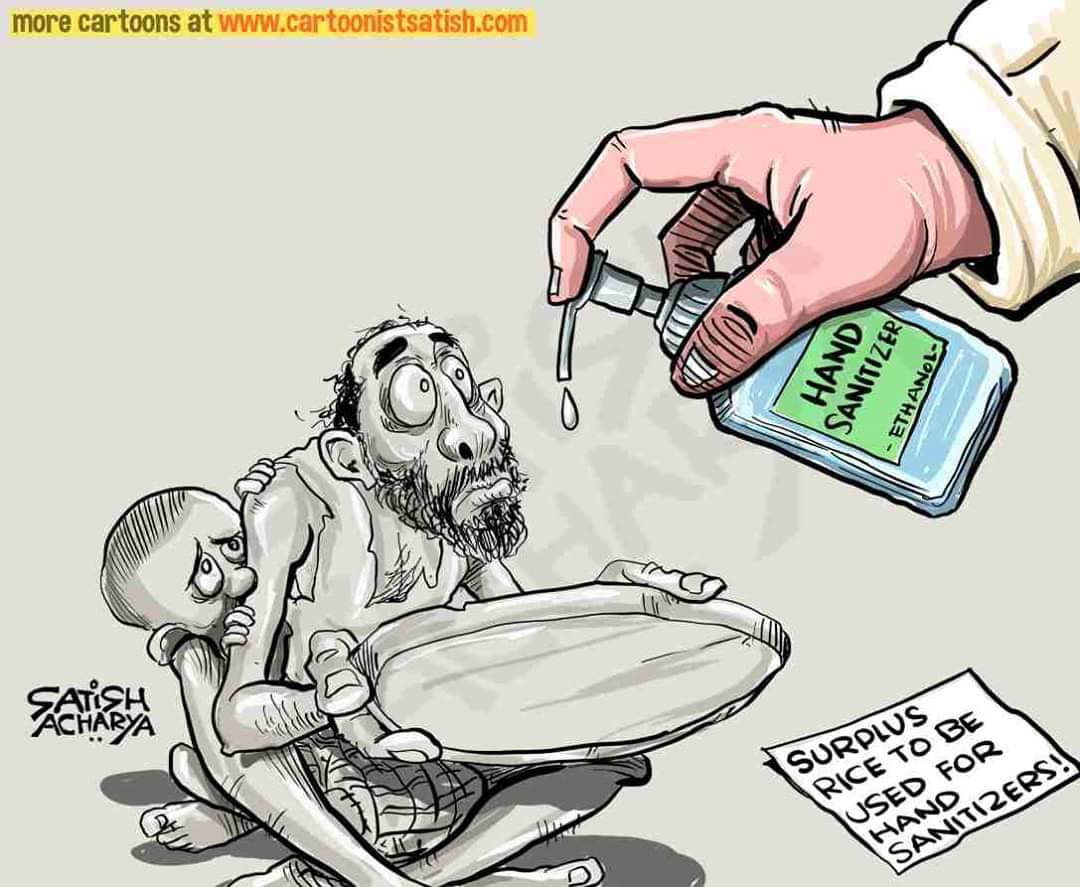 There is no rice in the stomach of a person, meanwhile the sanitizers  will be made with rice